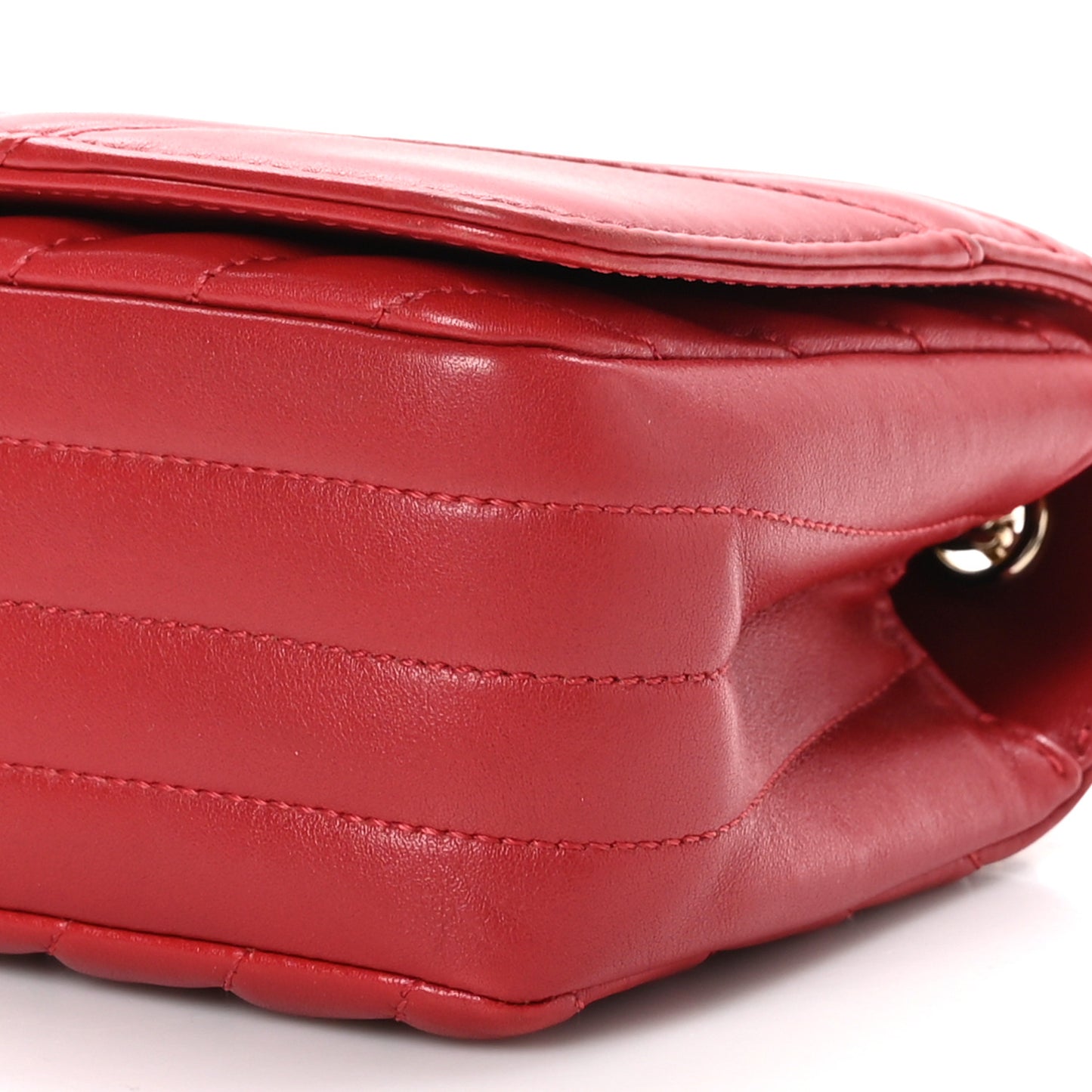 Calfskin Chevron Quilted Mini Statement Flap Red