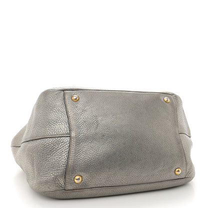 Prada Metallic Vitello Daino Side Pocket Hobo Acciaio 4 of 25