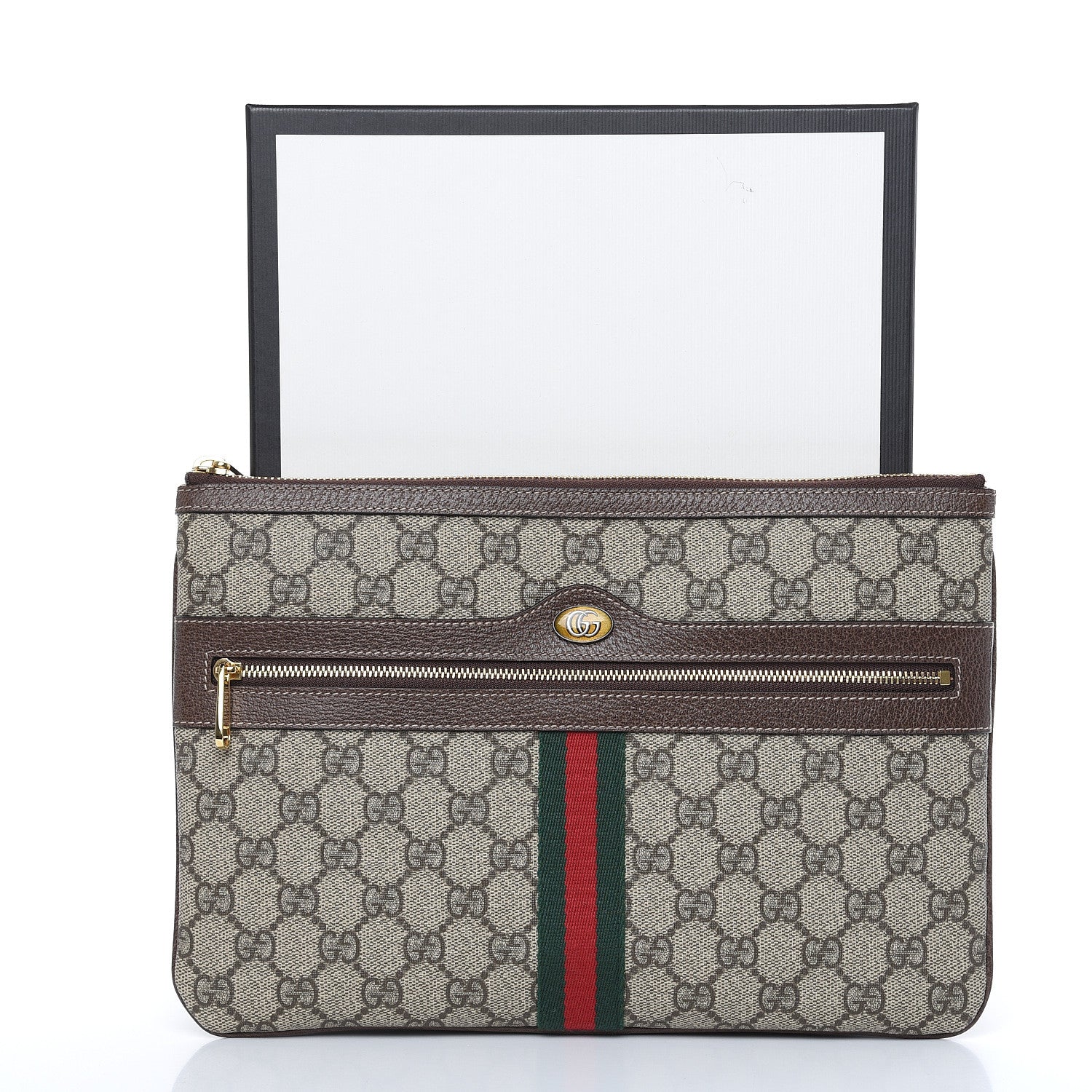 Gucci GG Supreme Monogram Large Ophidia Pouch Clutch Brown 8 of 8
