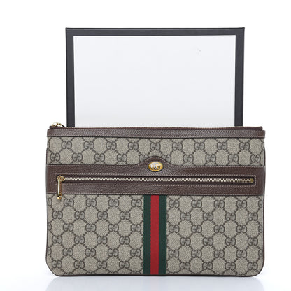 Gucci GG Supreme Monogram Large Ophidia Pouch Clutch Brown 8 of 8