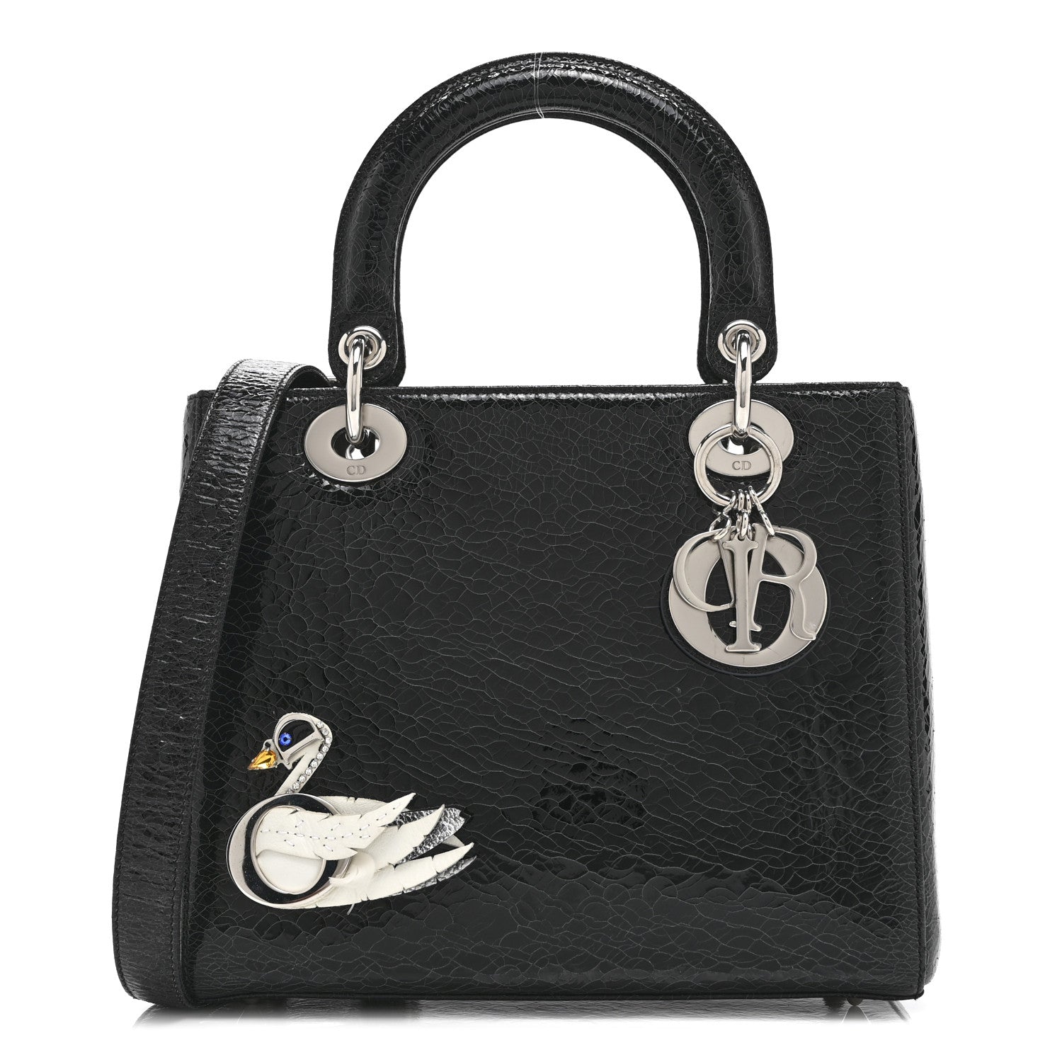 Christian Dior Ceramic Effect Deerskin Jeweled Swan Lady Dior Black 1 of 10