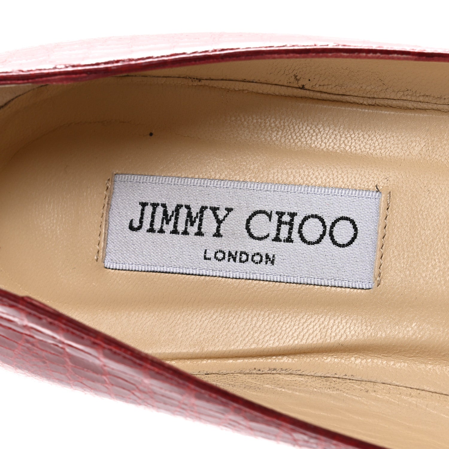 Jimmy Choo Lizard Embossed Angelica Low Heel Pumps 41 Red 6 of 7