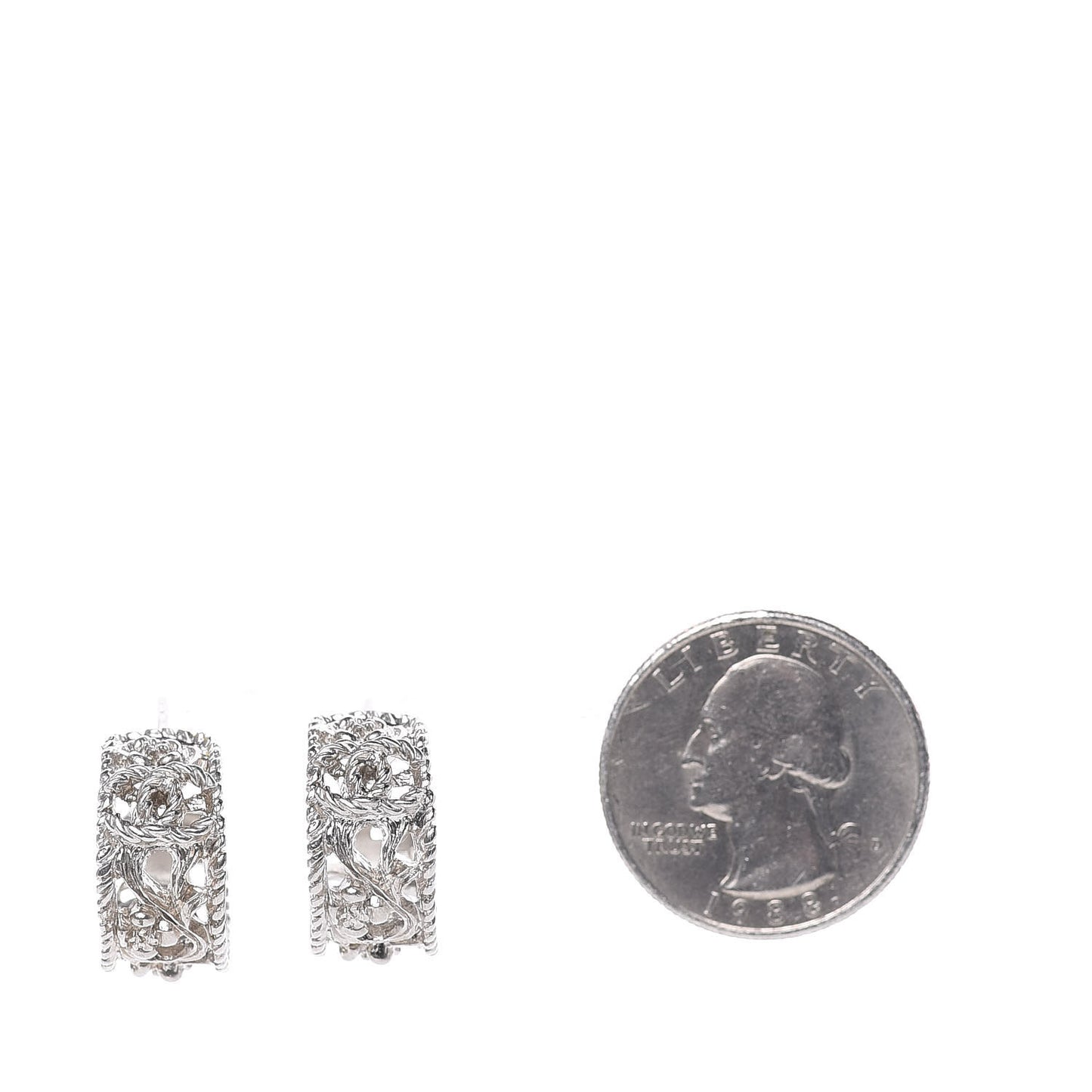 CC Camellia Hoop Earrings Silver