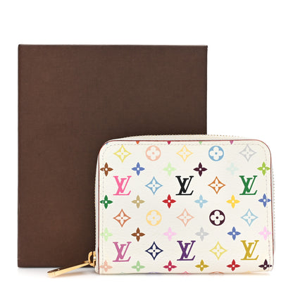 Louis Vuitton Monogram Multicolor Zippy Coin Purse Wallet White Litchi 11 of 11