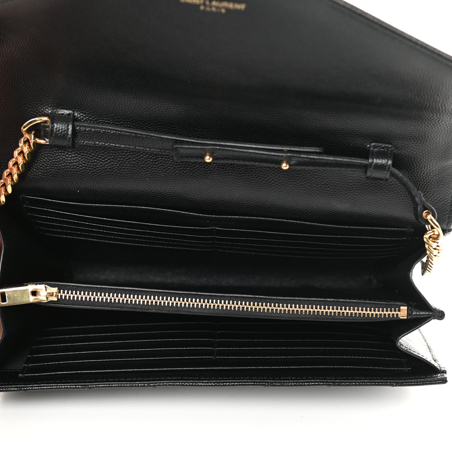 Grain De Poudre Matelasse Chevron Monogram Chain Wallet Black