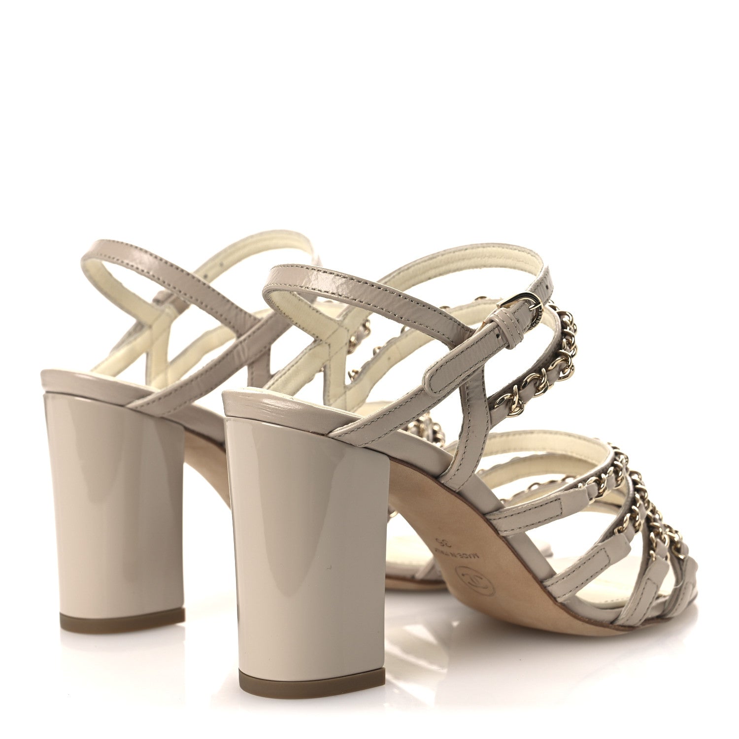 Chanel Calfskin Chain Sandals 36 Dark Beige 5 of 11