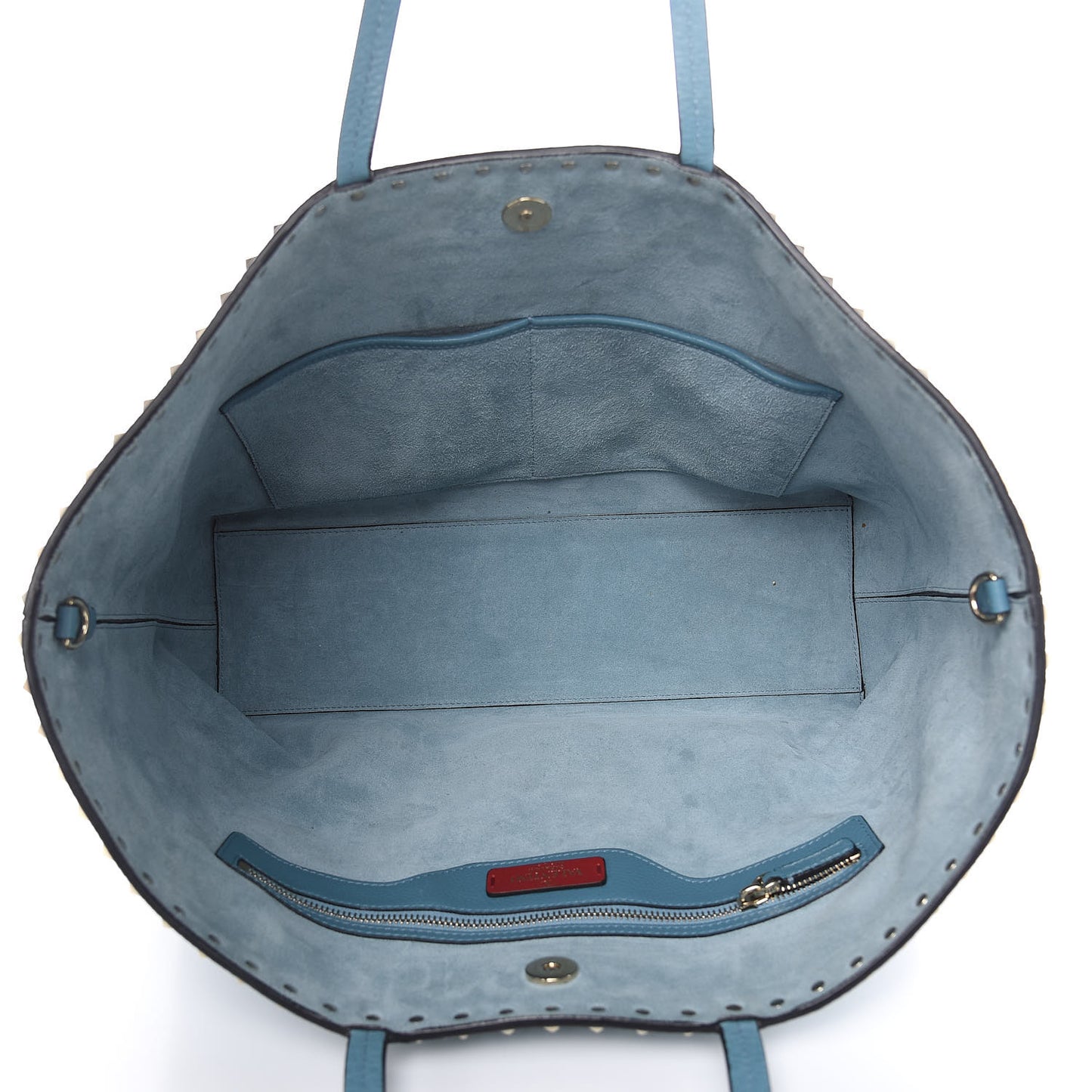 Grained Calfskin Rockstud Shoulder Tote Niagara