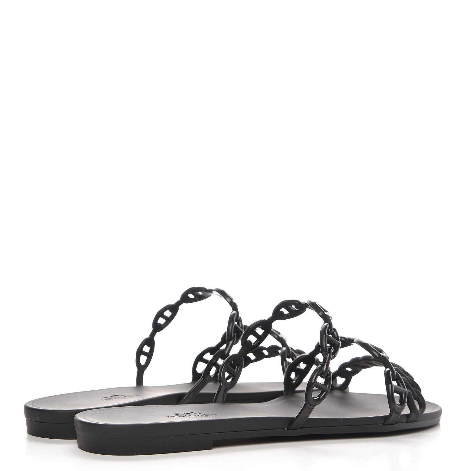 Hermes Rubber Chaine d'Ancre Rivage Sandals 37 Black 4 of 8
