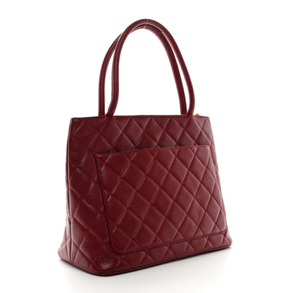 Chanel Caviar Quilted Medallion Tote Red 3 of 13