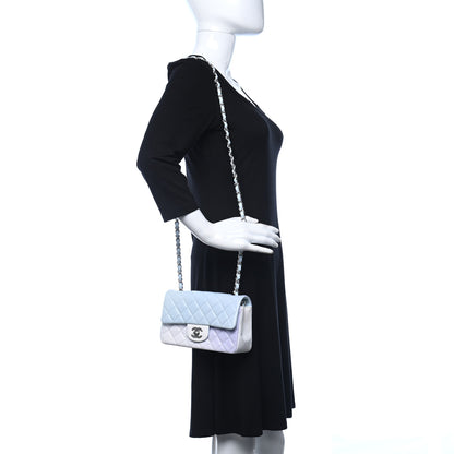 Chanel Perforated Lambskin Quilted Mini Rectangular Flap Light Blue Light Purple White 2 of 9
