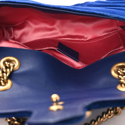 Gucci Velvet Matelasse Mini GG Marmont Shoulder Bag Cobalt Blue 5 of 11