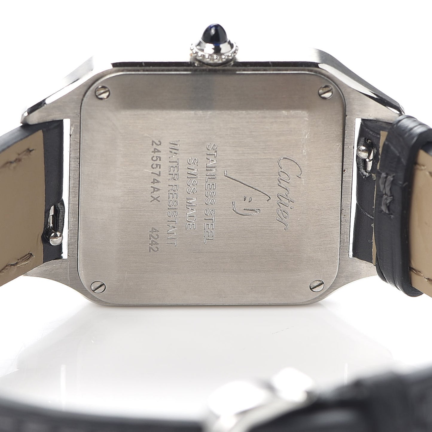 Stainless Steel Alligator 27.5mm Santos Dumont Quartz Watch Grey