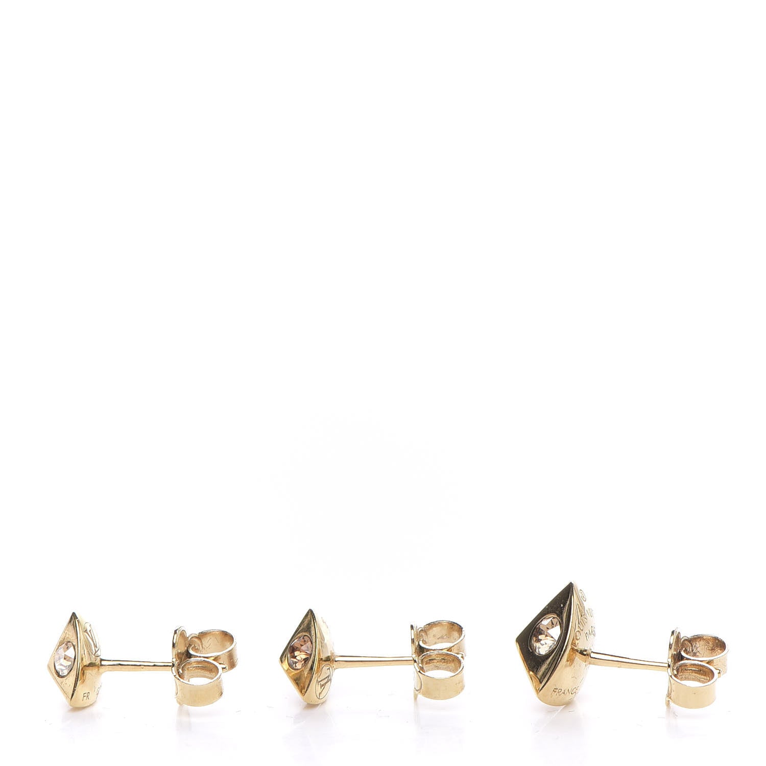 Louis Vuitton Crystal Stud Earrings Set of 3 Gold 3 of 5