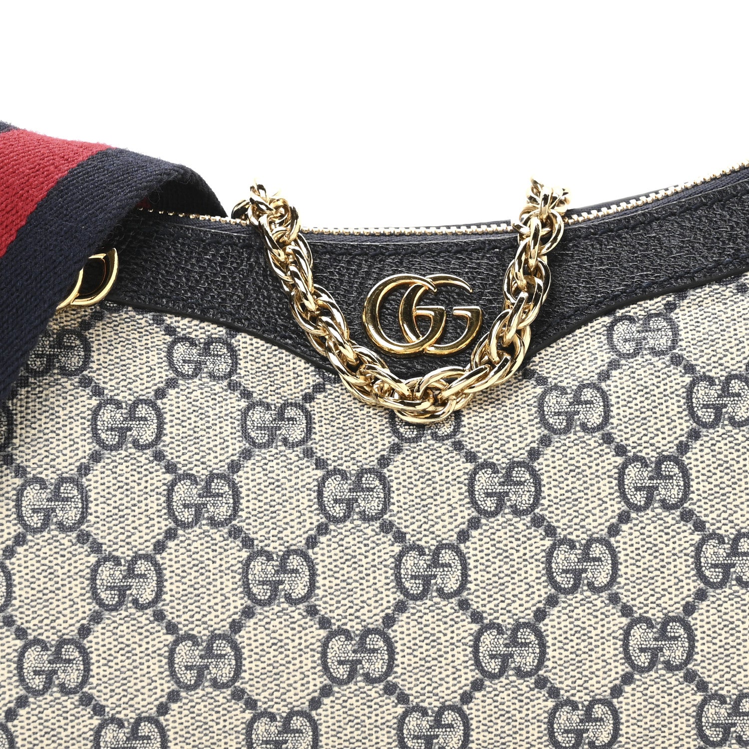 Gucci GG Supreme Monogram Textured Dollar Calfskin Web Small Ophidia GG Handbag Beige Blue 7 of 10