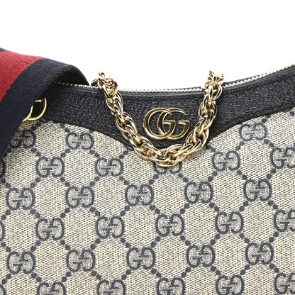 Gucci GG Supreme Monogram Textured Dollar Calfskin Web Small Ophidia GG Handbag Beige Blue 7 of 10