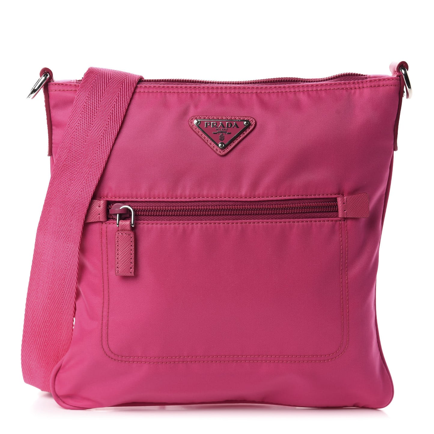 Nylon Vela Flat Messenger Bag Fuxia