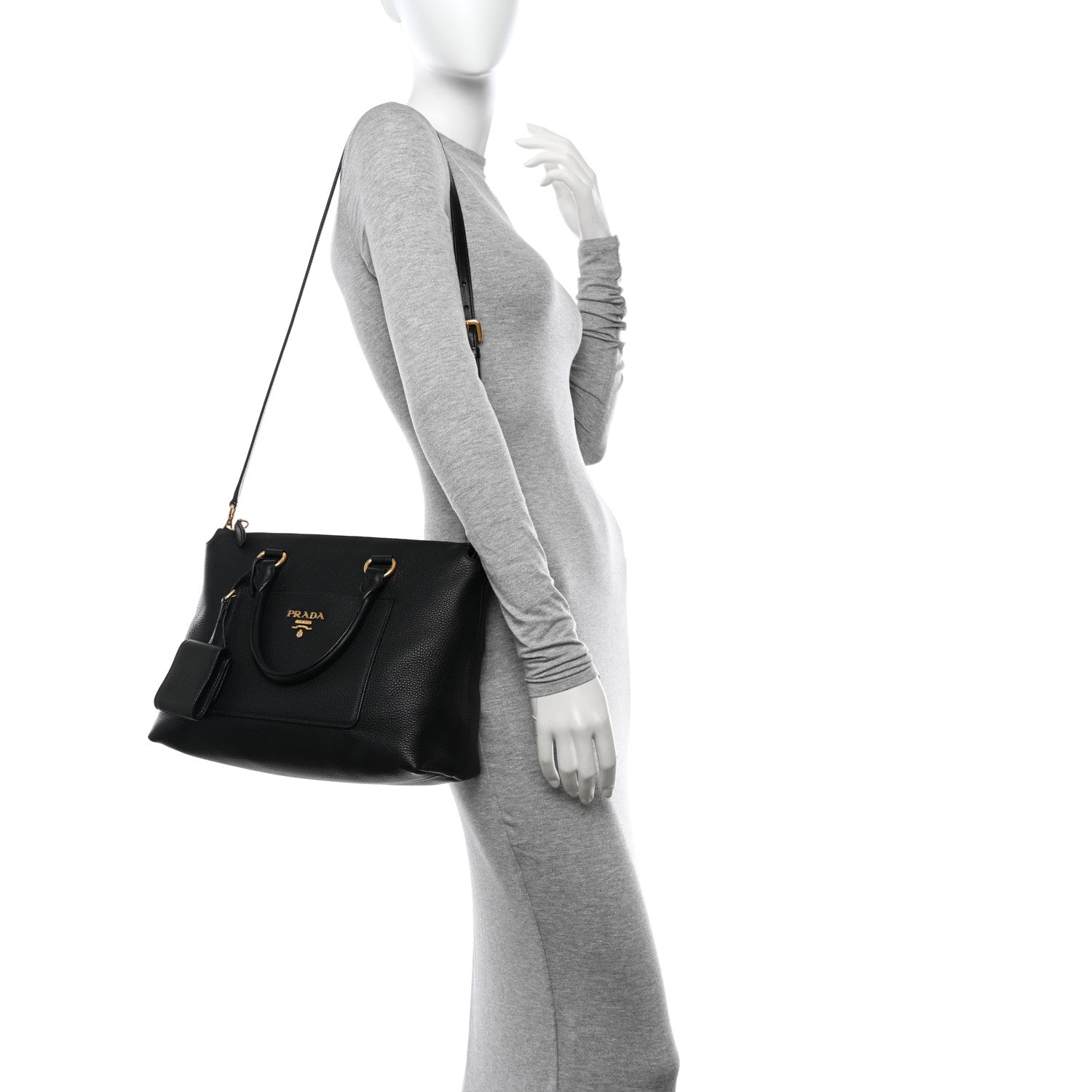 Prada Vitello Daino Boxy Tote Black 2 of 12