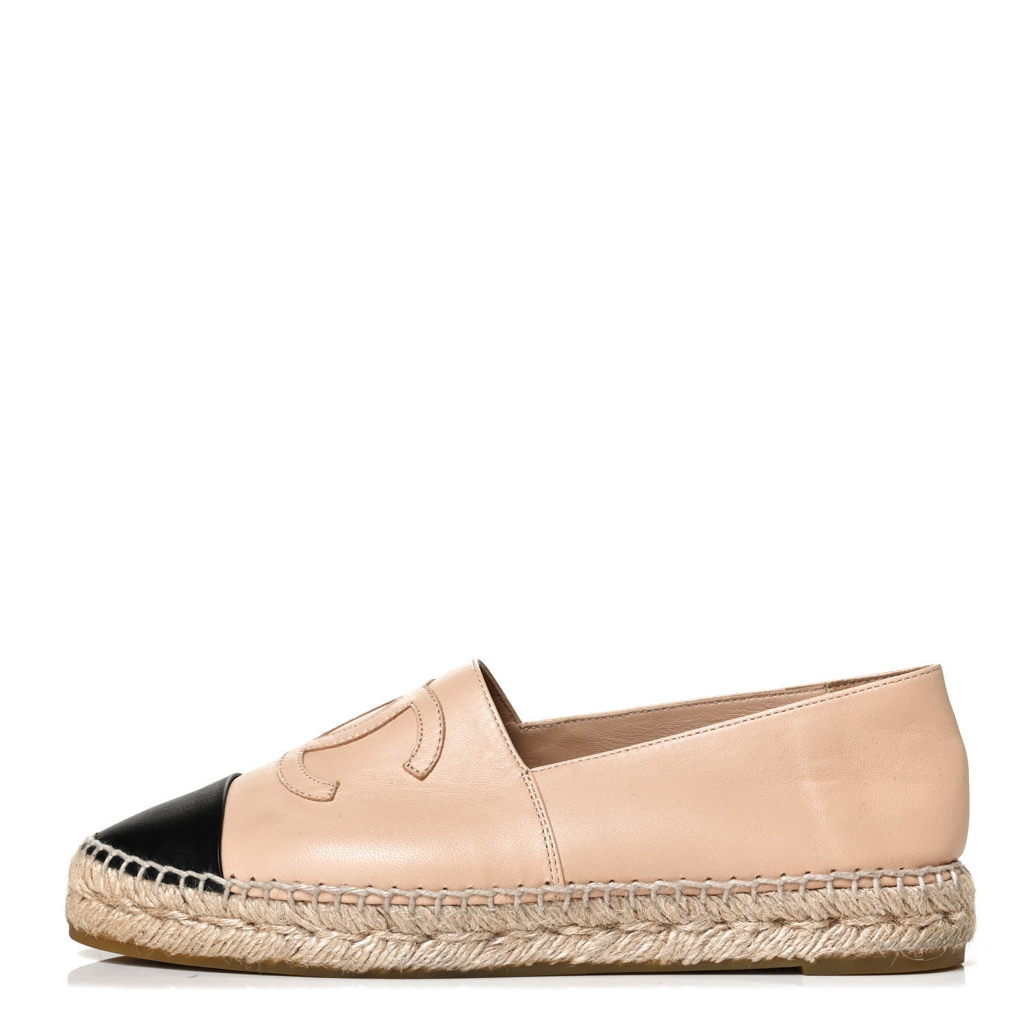 Chanel Lambskin CC Espadrilles 38 Beige Black 1 of 12