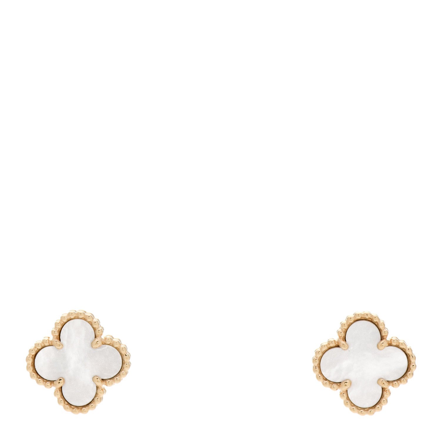 Van Cleef & Arpels 18K Yellow Gold Mother of Pearl Sweet Alhambra Earrings 1 of 5