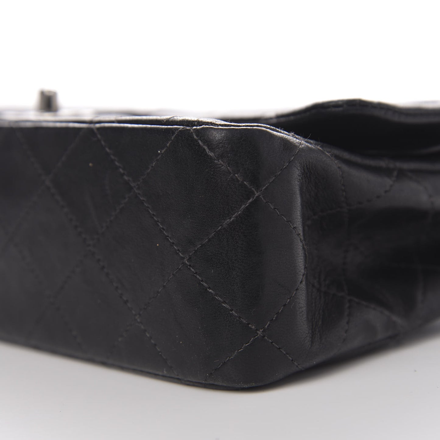 Lambskin Quilted Medium Double Flap Black