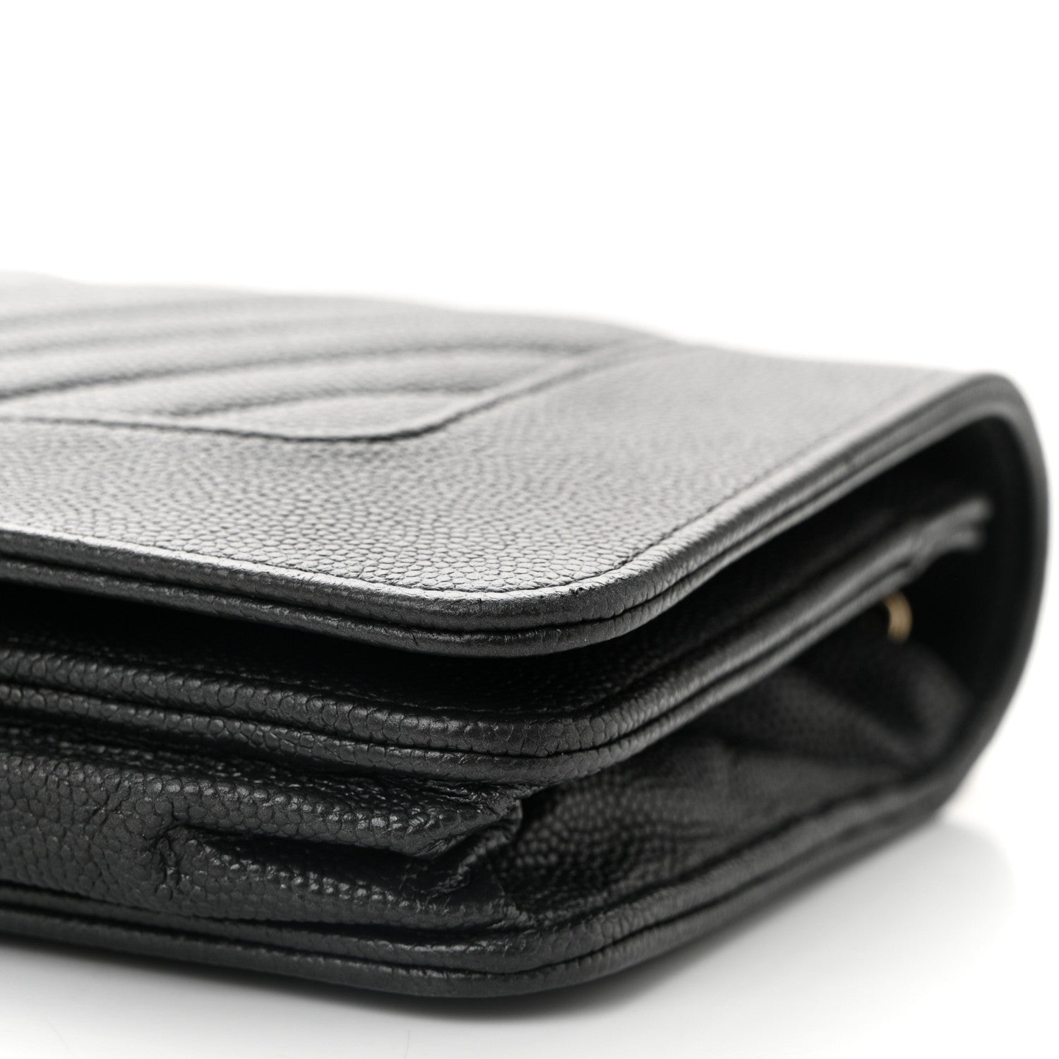 Chanel Metallic Caviar Chevron Quilted Vintage Mademoiselle Wallet On Chain WOC Charcoal 11 of 11