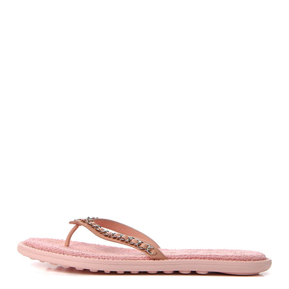 Chanel Calfskin CC Chain Thong Sandals Pink 1 of 7