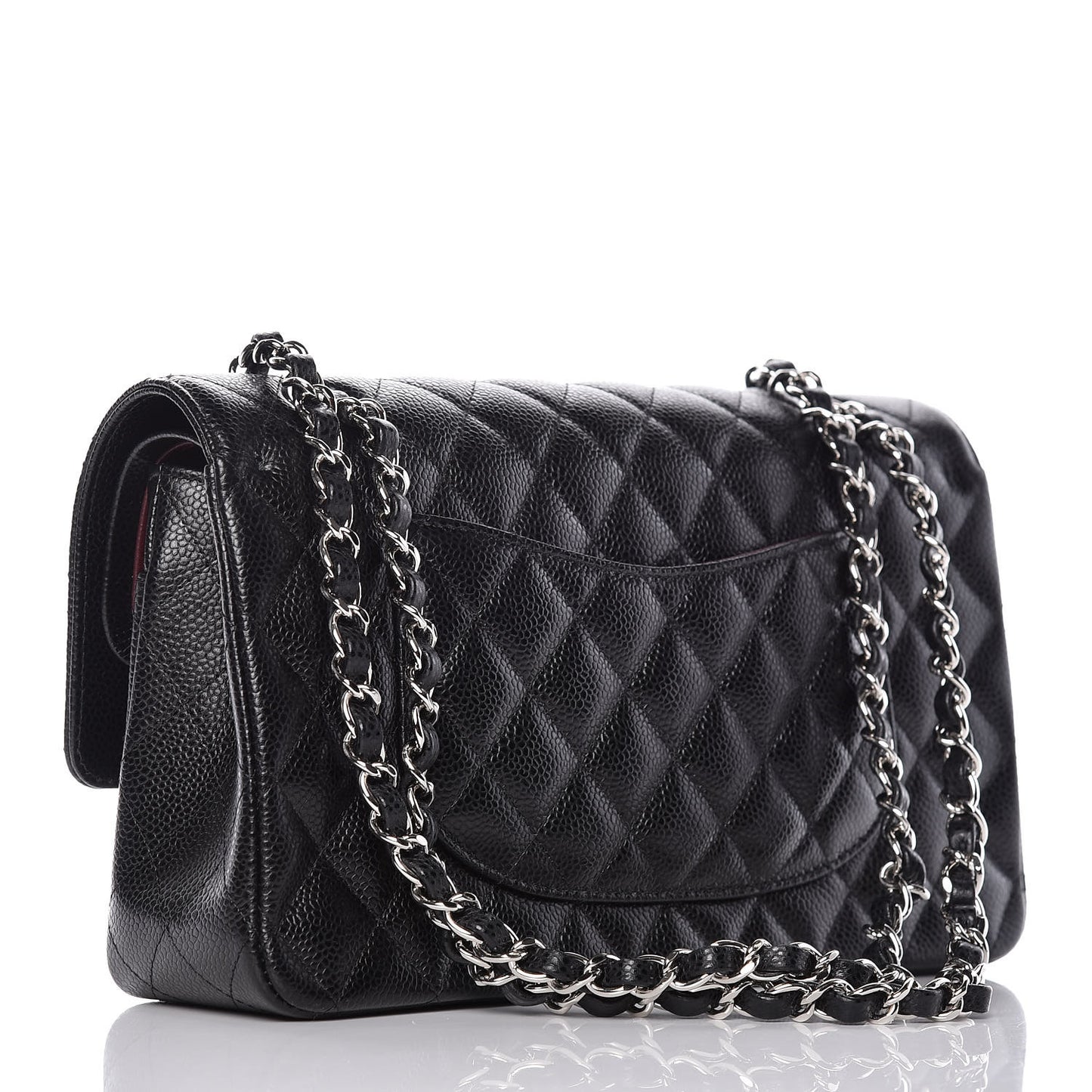 Caviar Quilted Medium Double Flap Black