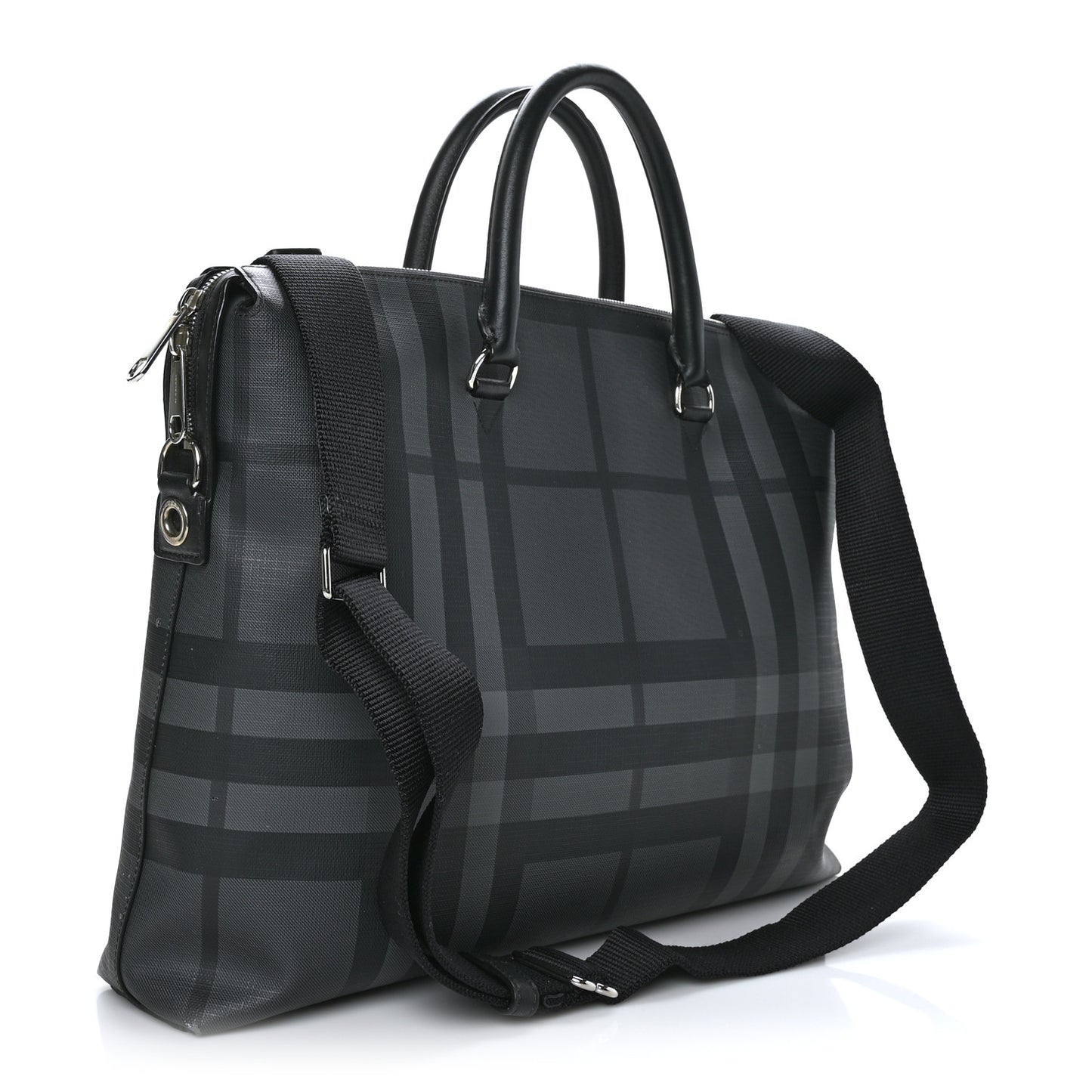 London Check Large Briefcase Black