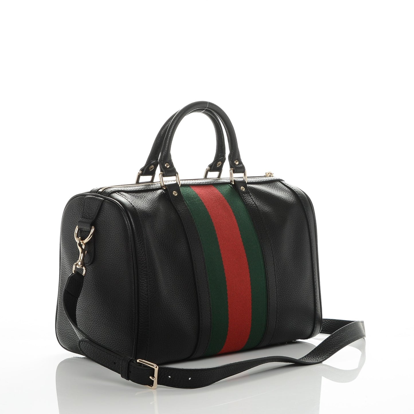 Calfskin Vintage Web Medium Boston Black