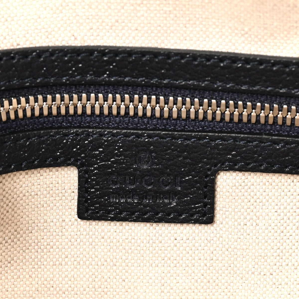 GG Supreme Monogram Textured Dollar Calfskin Web Small Ophidia Half Moon Hobo Beige Blue