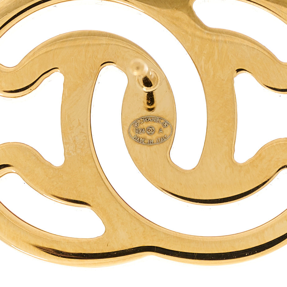 Metal Enamel CC Earrings Black Gold