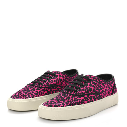 Saint Laurent Canvas Leopard Print Venice Low Top Sneakers 36 Fuxia Black 3 of 9