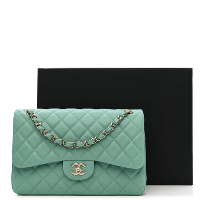 Chanel Caviar Quilted Jumbo Double Flap Light Green 12 of 12