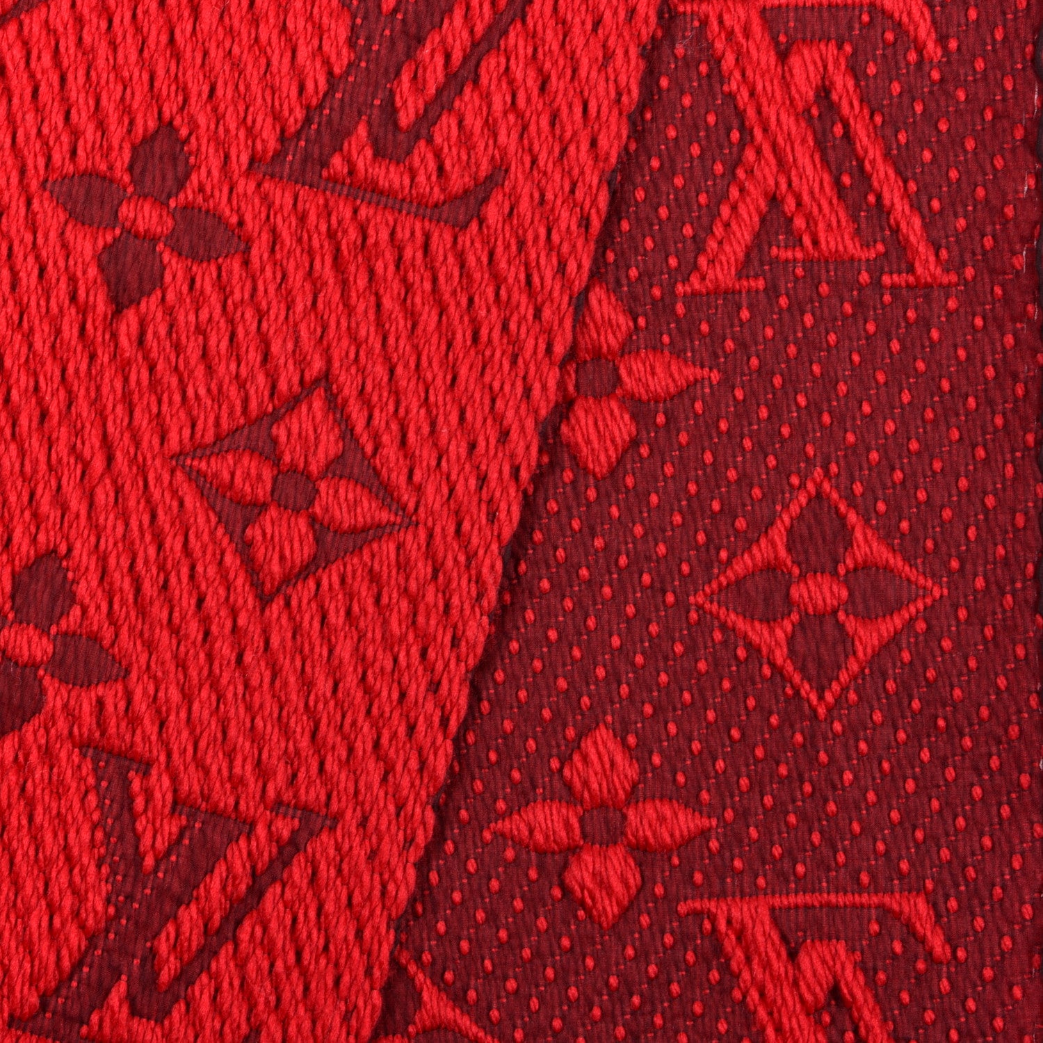 Louis Vuitton Wool Silk Logomania Scarf Rubis 2 of 3
