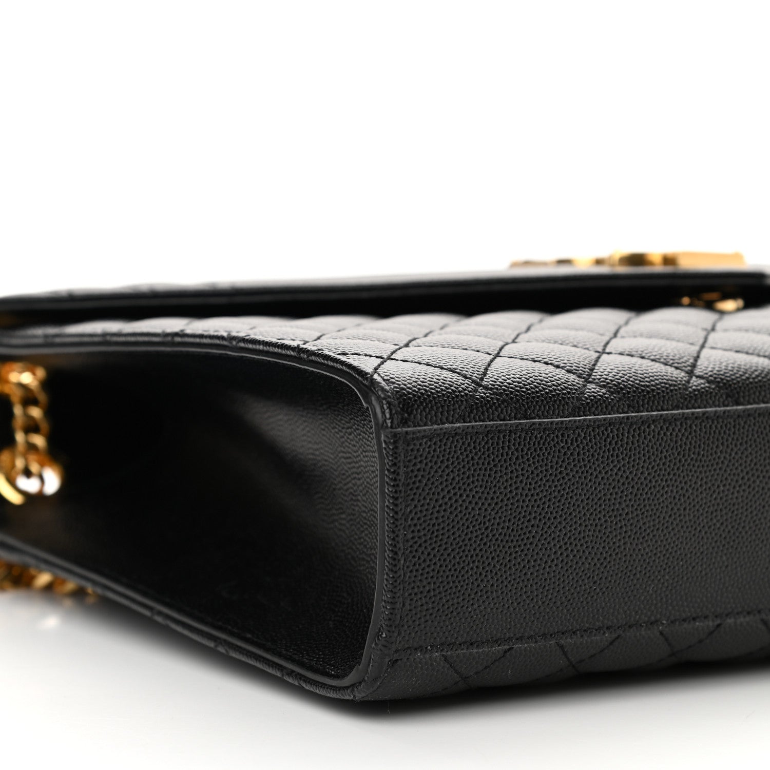 Saint Laurent Grain De Poudre Textured Mixed Matelasse Large Triquilt Monogram Satchel Black 8 of 9