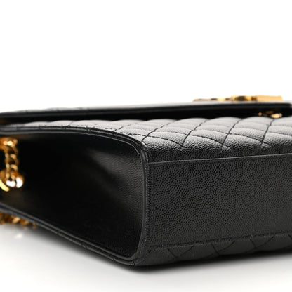 Saint Laurent Grain De Poudre Textured Mixed Matelasse Large Triquilt Monogram Satchel Black 8 of 9