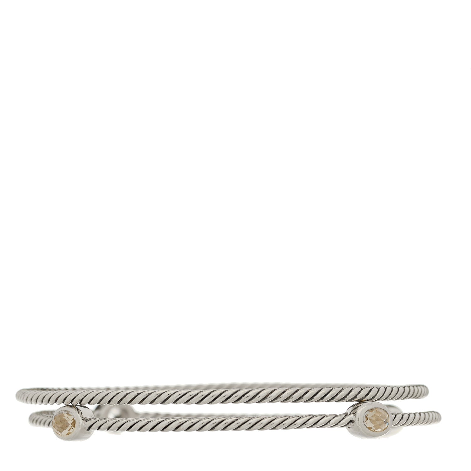 David Yurman Sterling Silver Crystal Color Classics Cable Bangle Bracelet Set of 2 2 of 3