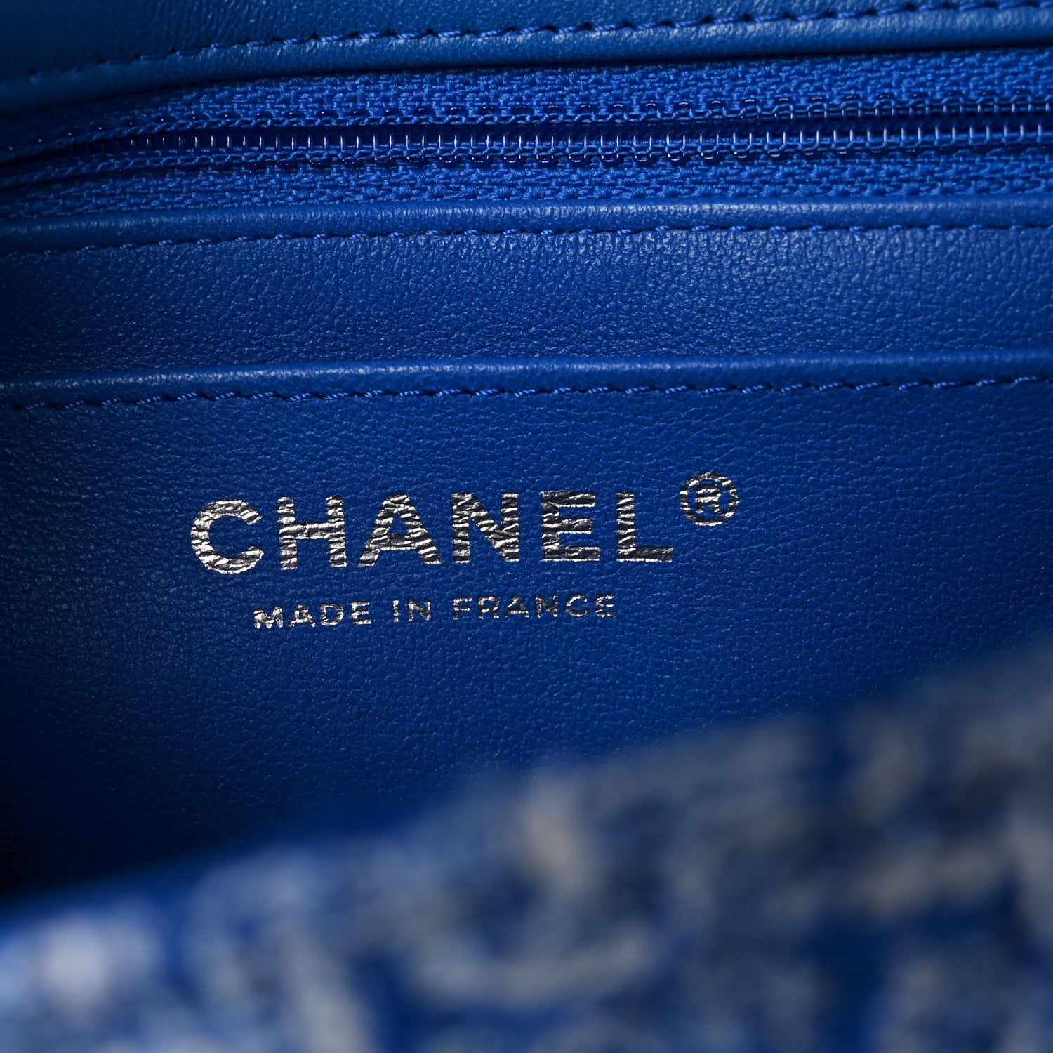 Chanel Tweed Quilted Mini Rectangular Flap Blue White 6 of 11