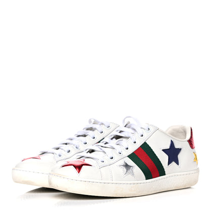 Gucci Calfskin Ayers Web Star Embroidered Womens Ace Sneakers 35.5 White Multi 4 of 17