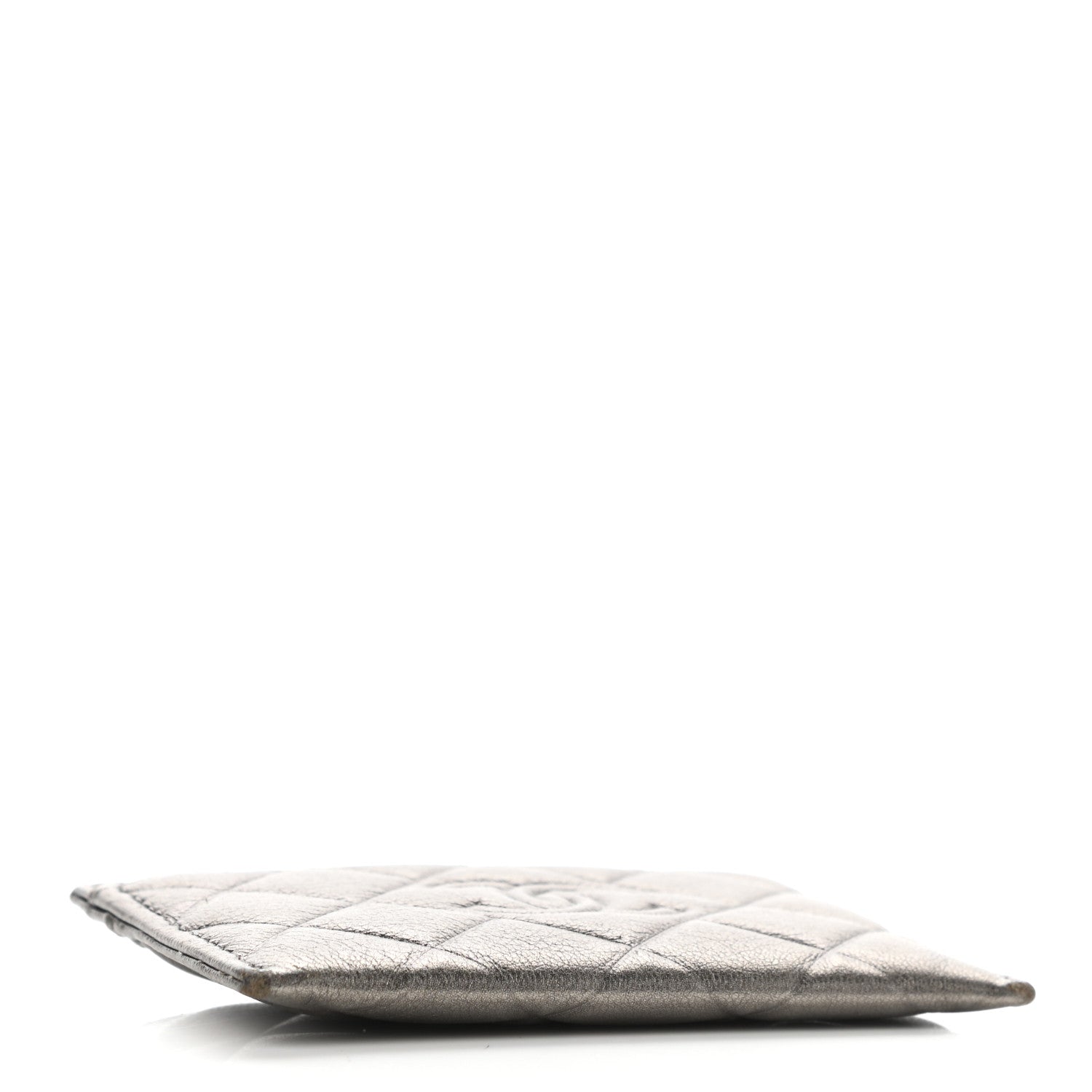 Chanel Metallic Calfskin Quilted Diamond CC Card Holder Pewter 4 of 9
