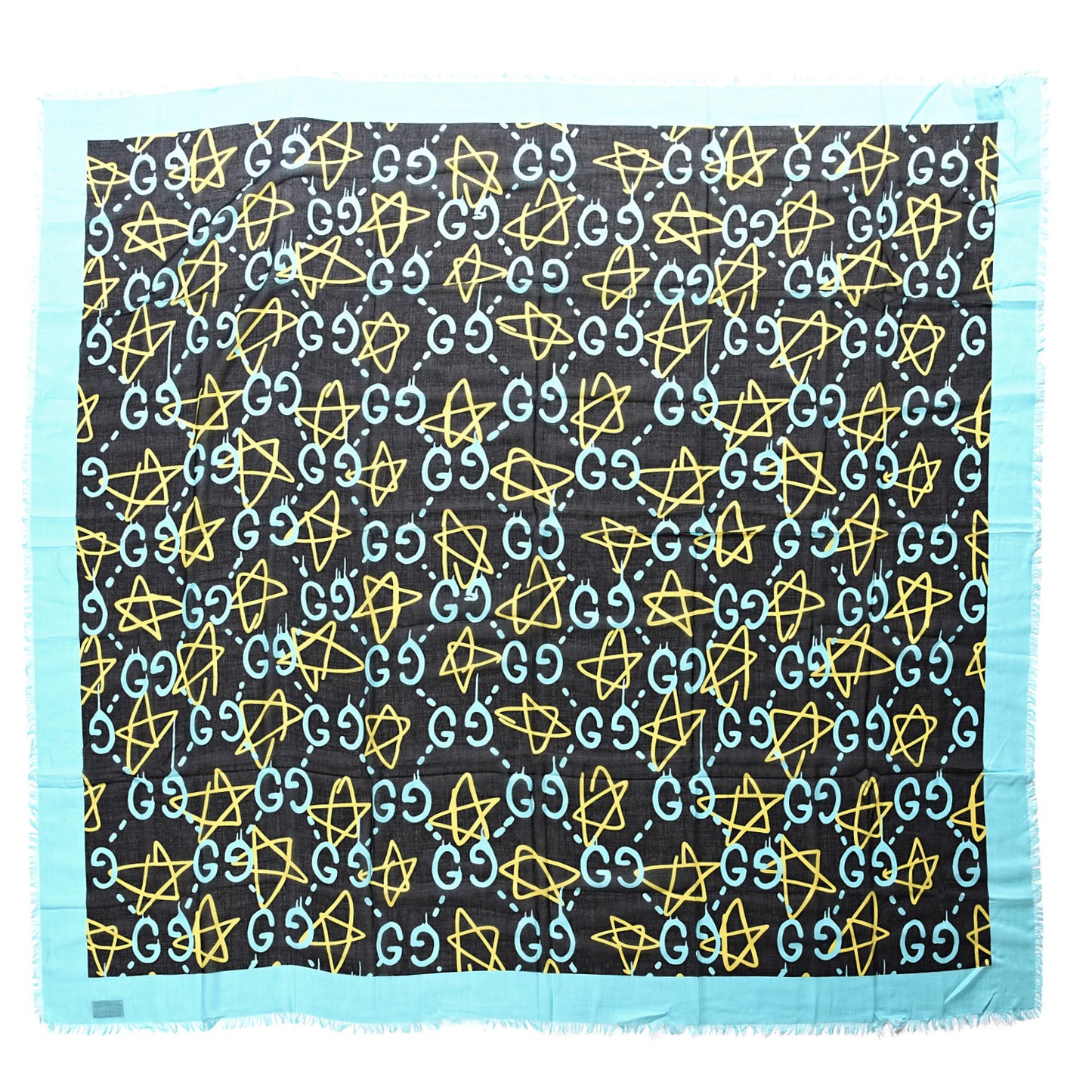 Modal Silk GucciGhost Print Shawl Black Multicolor