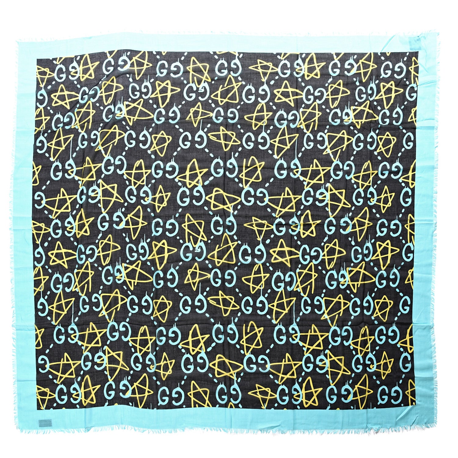Gucci Modal Silk GucciGhost Print Shawl Black Multicolor 1 of 4