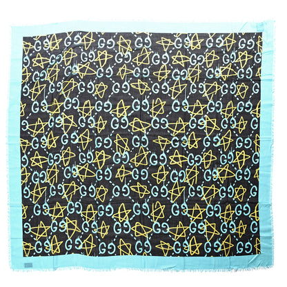 Gucci Modal Silk GucciGhost Print Shawl Black Multicolor 1 of 4