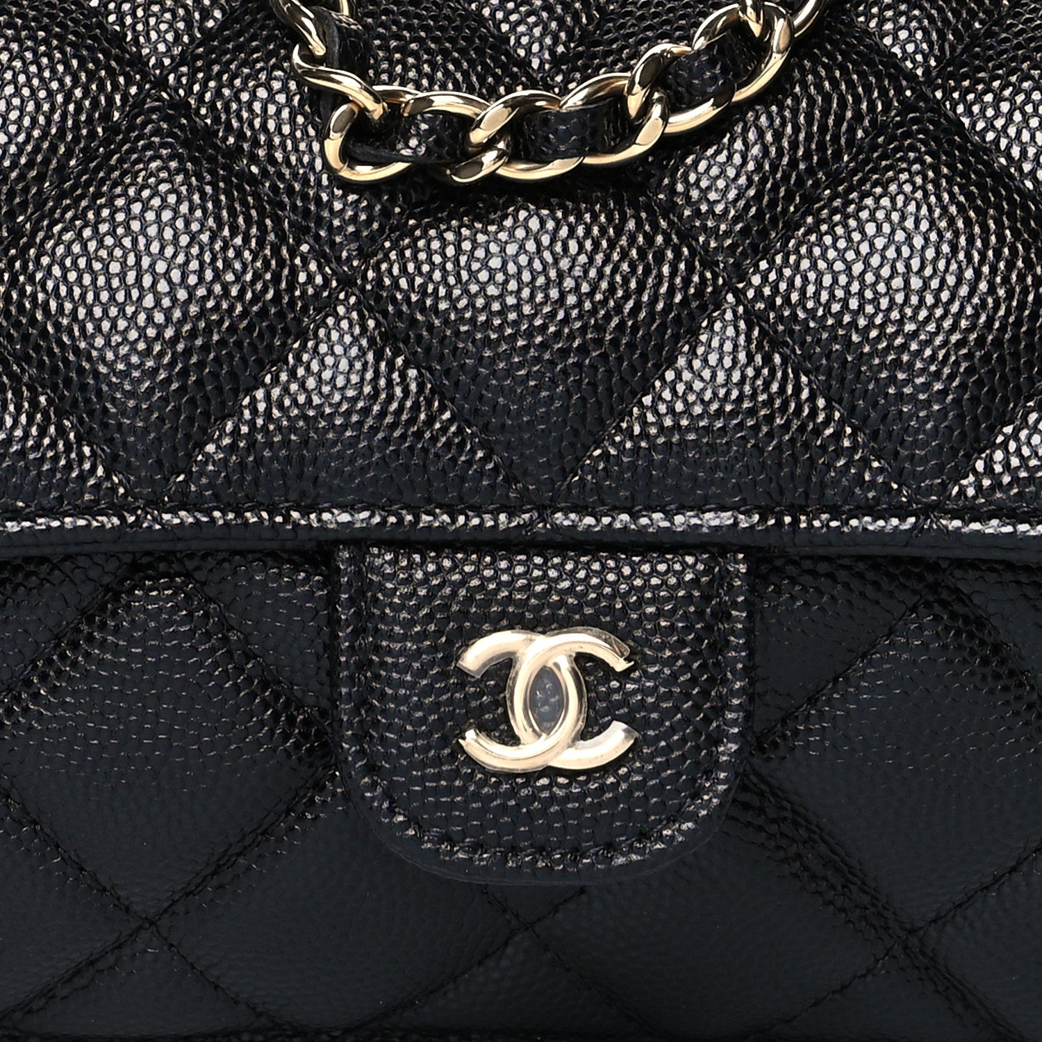 Chanel Caviar Fabric Quilted Foldable Tote With Chain Black Multicolor 14 of 16