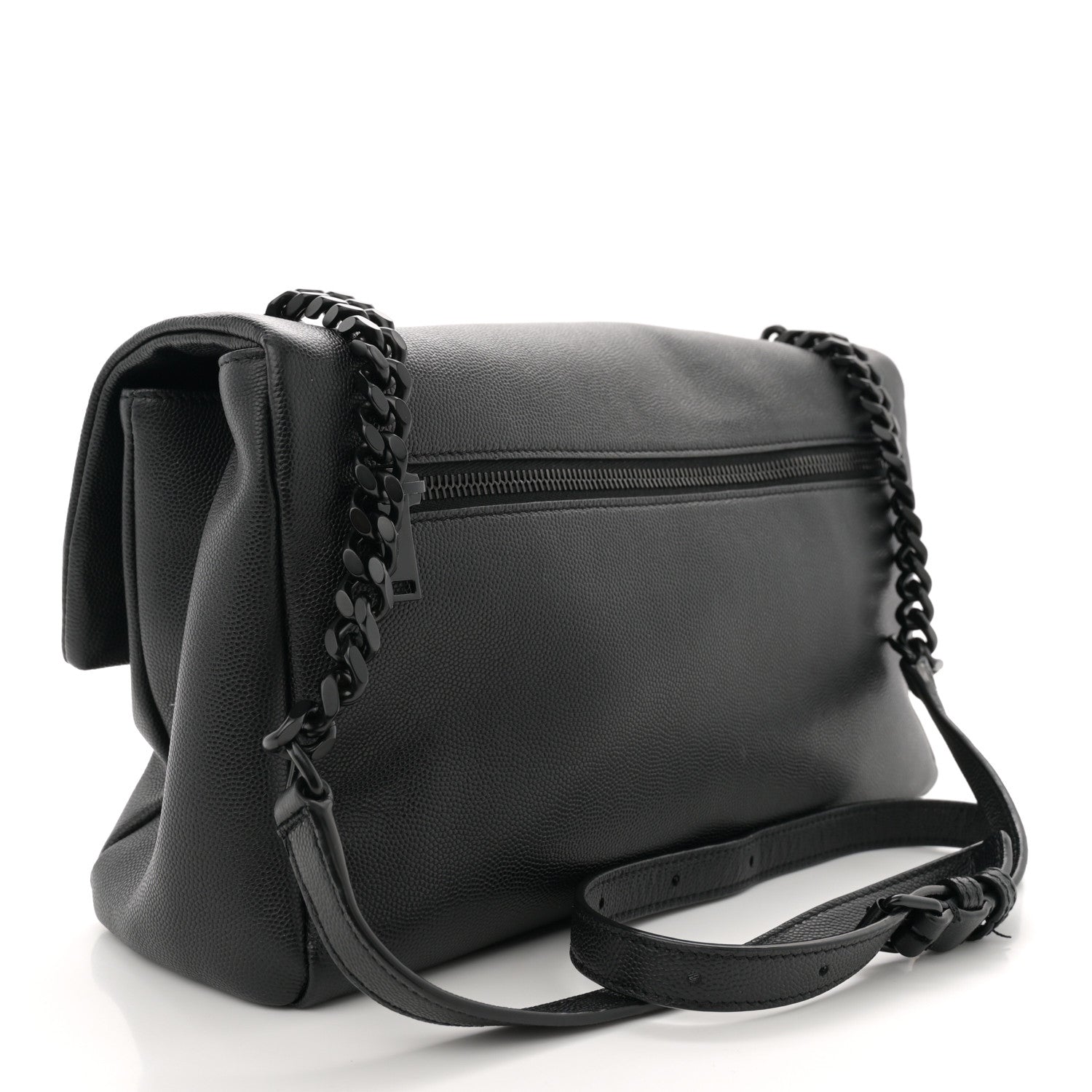 Saint Laurent Grain De Poudre Medium West Hollywood Monogram Fold-Over Black 3 of 12