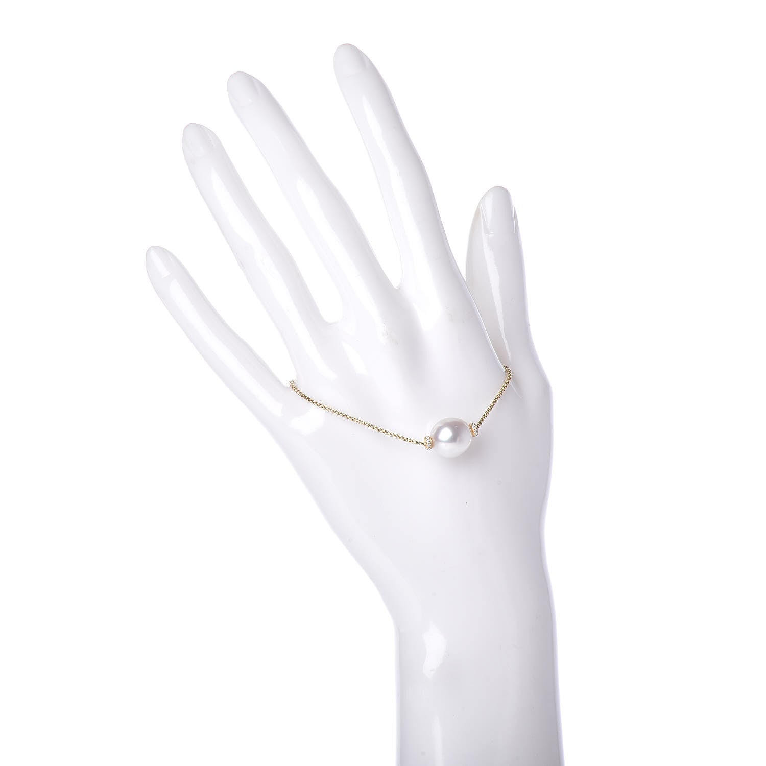 David Yurman 18K Yellow Gold South Sea Pearl Diamond Solari Single Station Adjustable Bracelet White 2 of 5