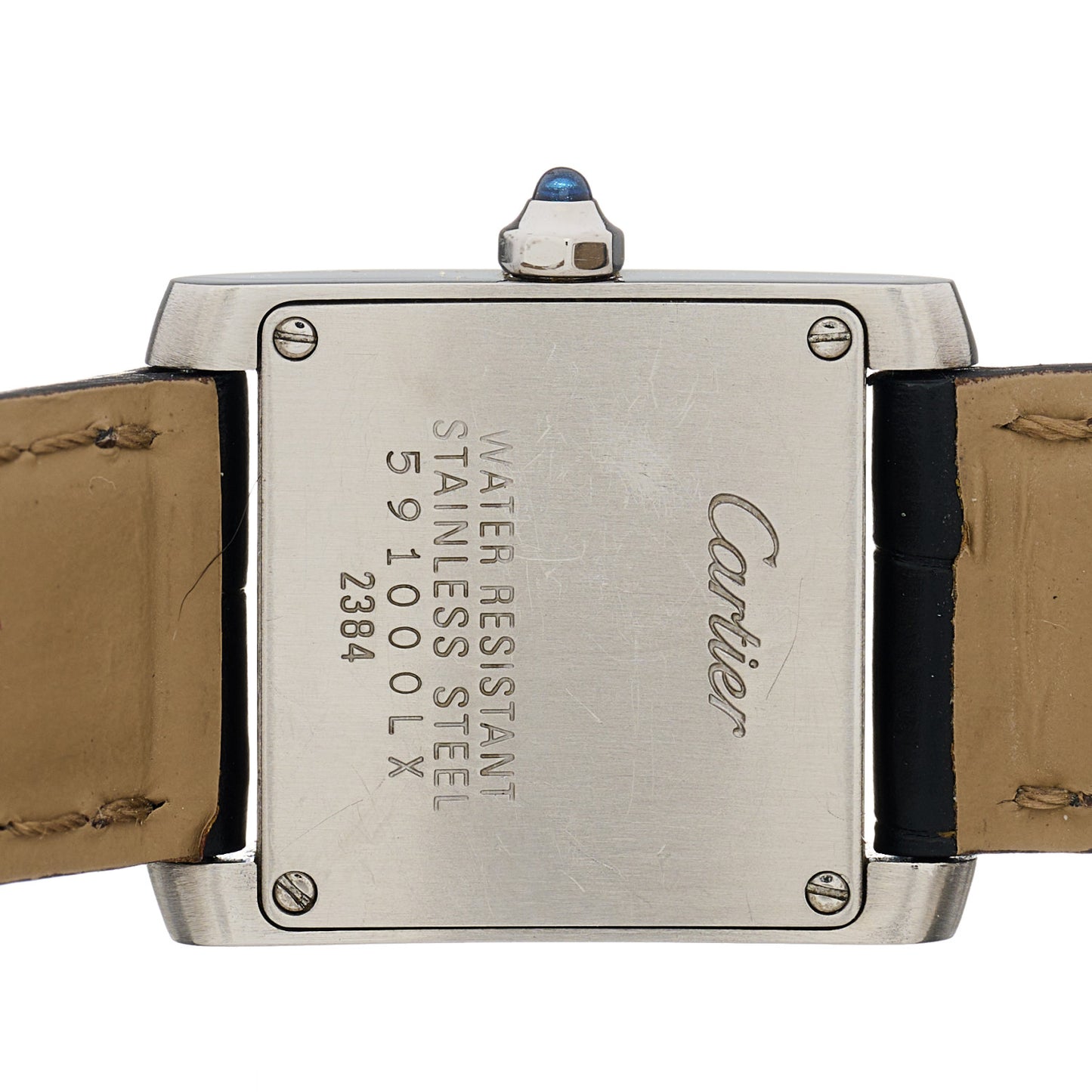 Stainless Steel Alligator 20mm Tank Francaise Quartz Watch