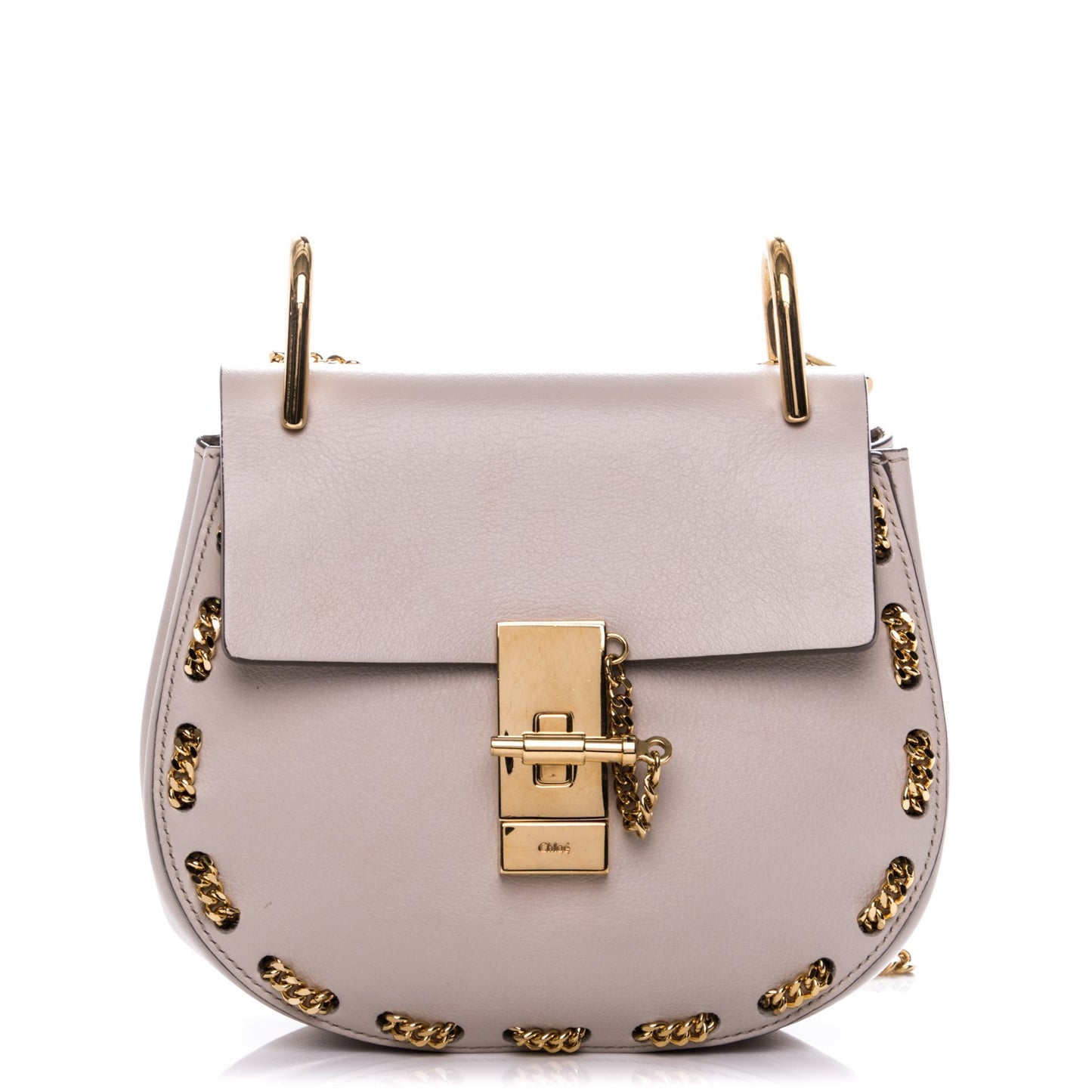 Calfskin Mini Drew Chain Shoulder Bag Abstract White