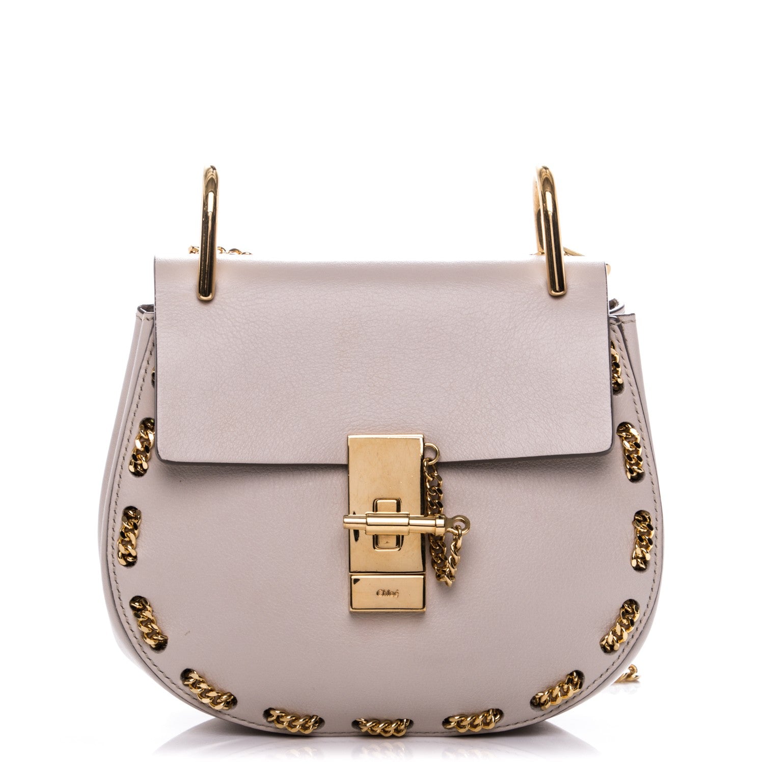 Chloe Calfskin Mini Drew Chain Shoulder Bag Abstract White 1 of 8