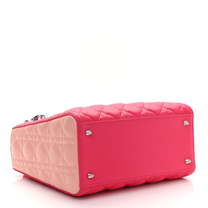Christian Dior Lambskin Cannage Tri-Color Medium Lady Dior Orange Riviera Fuchsia Cosmopolitan Lipstick Natural 3 of 10
